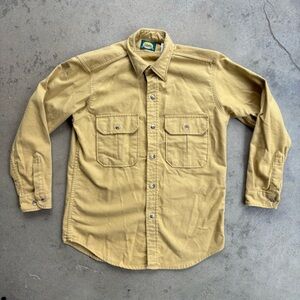 Vintage Cabela's Heavy Chamois Flannel Shirt Men's Medium Made in USA Goldenrod